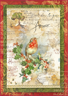 Рисовая бумага для декупажа Stamperia DFSA4037 Рождественские цветы и поэзия, формат А4